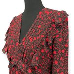 EXPRESS | NWT | XL | Floral Red Rose Ruffle Front Pleated V-Neck Valentine Dress Photo 5