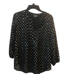 Abbeline  Size small women’s black with gold design V-neck blouse Photo 1