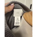 H&M  Women's Medium Grey White Striped Long Sleeve Cropped Sweater Photo 2