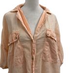 Free People  Oversized Gauze Slub Cotton Lightweight Button Down Shirt Pink Small Photo 2