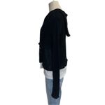 SO  Black Cropped Sheer Ribbed Hoodie Cardigan Juniors Large Y2K 90s Button Front Photo 8