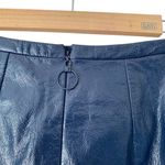 Versace NWTs Faux Leather Navy Blue Zipper Sides Mini Skirt size 4 Size 38 Photo 3