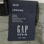 Gap New  Women’s Denim Olive Green Mid Rise Stretch Legging Pant Jean Size 12/31 Photo 3