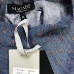 Magari Italy Denim Blue Rose Gold Polka Dots Knee Length Fit & Flare Dress Size M Photo 5