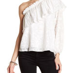Parker White One Shoulder Top Blouse Cotton Long Sleeve Ruffle Tassel XS New Photo 0