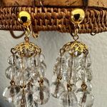 Avon Gold tone clear lucite beaded multi strand clip on drop earrings Photo 10