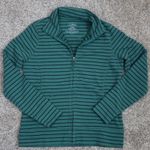 L.L.Bean Striped Full Zip Jacket Women's Small Regular Green Blue Cotton Blend Photo 3