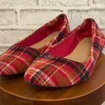 Crown & Ivy Women’s red flannel plaid print flats loafers Size 7 Photo 0