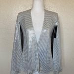 Tahari ASL Silver Metallic Sequined Cape Blazer Photo 2