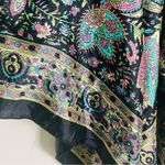 Vintage Y2K black silk paisley floral print babydoll handkerchief hem cami. S Photo 6