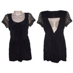 BCBGeneration BCBG Back Cutout Sheer Sleeve Romper Black XXS Photo 1