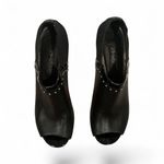 Brighton BLACK VIXON STUDDED PEEP TOE HEELS PATENT LEATHER TRIM SHOES 9 Photo 1