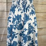 SheIn floral halter shirred waist A-line blue dress womens Size Large Photo 5