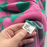 ZESICA Checkerboard Knit Sweater Women’s Size Small Pink Green Pullover Long Photo 3