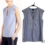 J.Crew  Women’s V neck blue stripes size zip top size 0 Photo 1