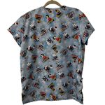 Light Blue Dog Winter Snow Scrubs Medical Nurse Top Shirt Women’s Size Large Fit Photo 1