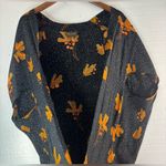 Bel Kazan OS M/L Open Front Fall Leaves Duster Black White Polka Dot Orange Top Size L Photo 4