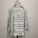 Madewell Hooded Sweater Gray Striped XS Pom Pom Pullover Photo 4