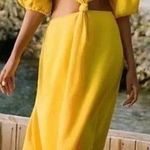 Farm Rio Yellow knotted puff sleeve dress Large Photo 1