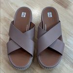 FitFlop  Eloise Espadrille Leather Wedge Cross Slide Beige Buff Size 10‎ Photo 1