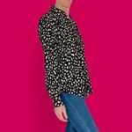 Tahari NWT Black Tan Abstract Satin Button Down Shirt Photo 4