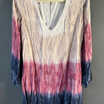 Blue Blush  Boho Tie-Dye Long Sleeve Dress Photo 0