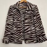 Chico's Women’s Jacket Blazer Zebra Animal Print Brown Mocha Ivory. Photo 0