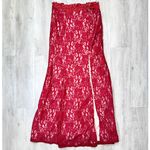 Sequin Hearts Red Lace High Slit Maxi Skirt M Photo 2