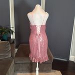 Women’s Pink Sequined Short Homecoming Party Dress Ruffle Hem CorsetBack Size 8 Photo 3