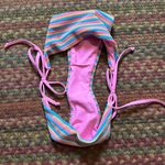 NWOT PINK TERRY CLOTH CANDY STRIPE SIDE TIE HIGH CUT BIKINI BOTTOMS Photo 2