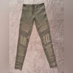 Alo Yoga Alo High Waist Moto Leggings Textured Ribbed Knit Mesh Panels beige Sz S Photo 2