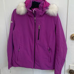 Descente  Women Pink Purple Rhinestone Ski Snowboard Jacket SZ 10 Fur Hood D29631 Photo 0