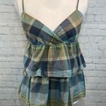 Loft  Green & Blue Plaid Cami Top-Petite Medium Photo 0