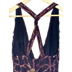 NWT Mandalay Black Purple Silk Beaded Sequin Feather Mini Evening Dress Womens 4 Photo 7