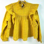 Scotch & Soda Yellow Eyelet Exaggerated Ruffle Top Size M Euro Summer Vibe! Photo 3