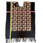 Mexican Artisanal Chiapas Poncho with Floral Embroidery Festival Wear Black Size undefined Photo 7