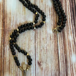 EXPRESS Black Beaded Gold Horn Long Necklace Photo 0