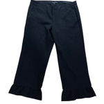 Banana Republic  Logan Crop Dress Pants Women's Size 12 Black Ruffle Hems Viscose Photo 0