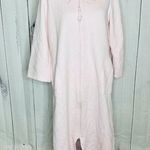 Miss Elaine Quilted Long Sleeve Robe Full Zip Sz S Embroidered Tasseled Vintage Pink Photo 0