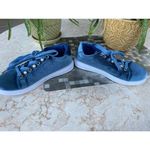 Velvet textile blue fashion sneakers size 7.5 with Pearl womens Photo 2
