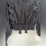 Cleobella Black Cropped Victorian Eyelet Ruffle Blouse Size Small Photo 6