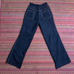 VINTAGE BLACK STUDDED DETAIL WIDE LEG WESTERN ROCK N ROLL JEANS Size 24 Photo 5