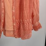 Soft Surroundings  Peach button up sheer eyelet lace 2pc set top L casual office Photo 9