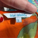 Blue Island Tropical Orange Citrus Print Vacation Resort Dress Photo 7