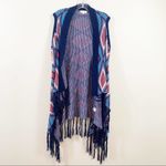 Umgee Multicolor Diamond Knit Open Long Body Vest Photo 3