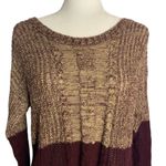 Mine Open Back Knit Sweater M Maroon Red Round Neck Long Sleeves Size M Photo 1