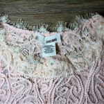 Sans Souci  Dainty Feminine Pink Peach Lace Cropped Sleeveless Top Medium Photo 3