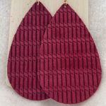 Nickel & Suede Women’s Leather Textured‎ Large Teardrop Earrings Pink Photo 7