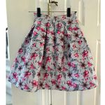 Gracia Thick A-Line White Basketweave & Pink Floral Mini Skirt Photo 1