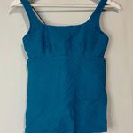 Lands' End Lands’ End Women’s Square Neck Tankini Swim Top Dark Teal Blue Size 4 NWT FLAW Photo 0